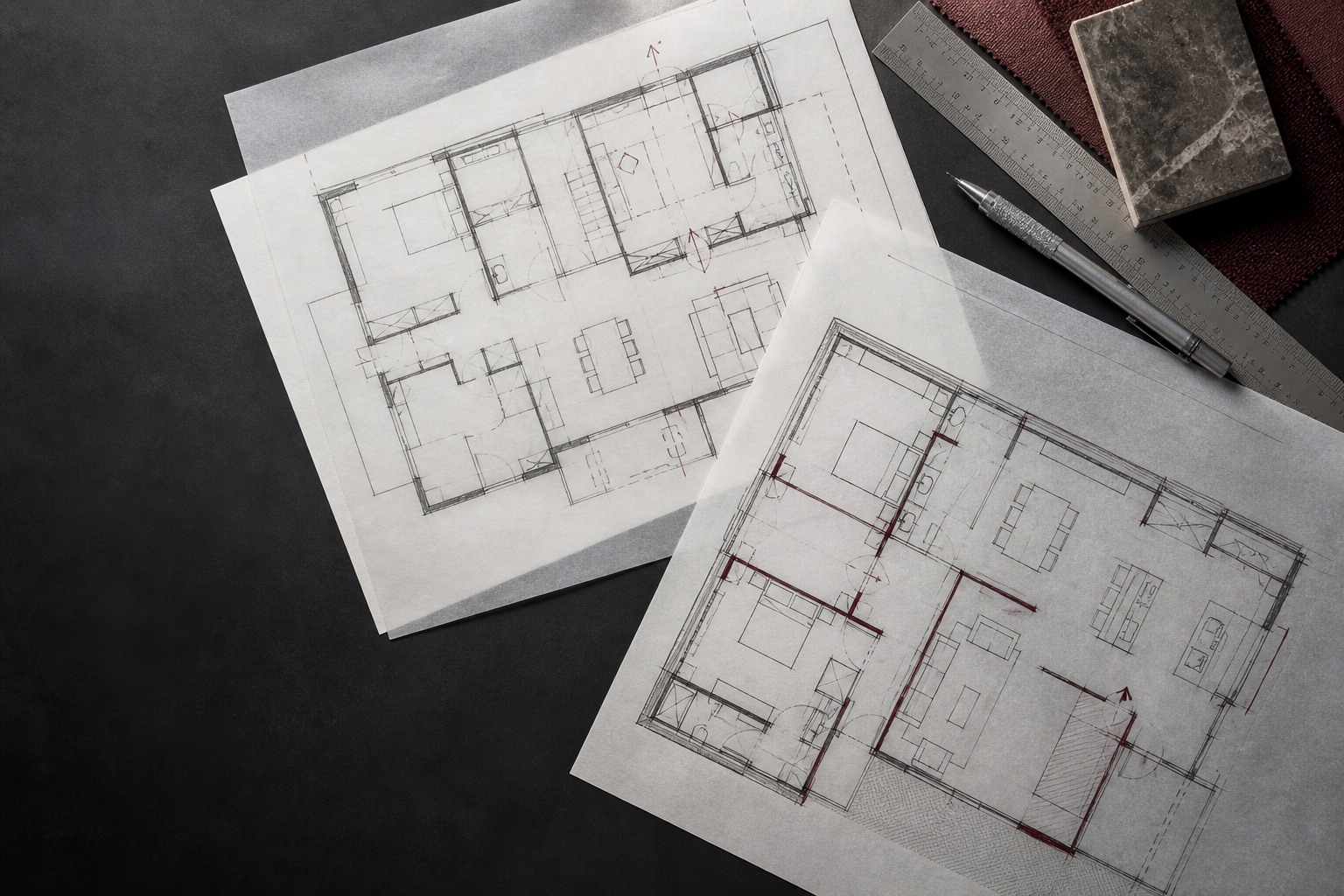 Before and after floor plan modification