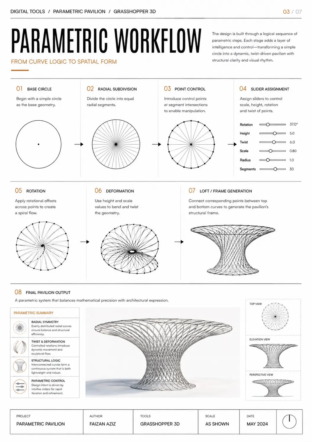 Parametric Pavilion — Technical plate 03 / 21